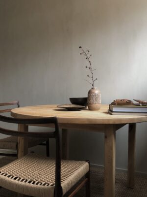 Massive round pinewood table, 60s