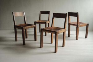 Four of 4 Dining Chairs by Pierre Chapo, Model No. S21, France, C. Late 1960s