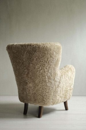 Alfred Christensen for Slagelse Møbelfabrik with Sheepskin, Denmark, 1940s