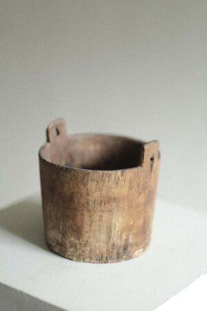 Wooden Pot, Wabi Sabi Style, Scandinavia, Early 1900s