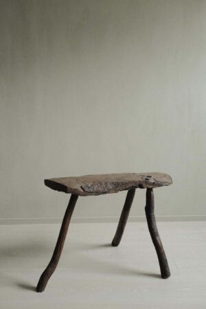 Primitive Wooden Wabi Sabi Stool, Spain, 1800s