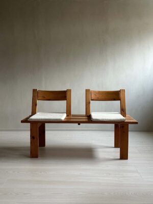 Pine Bench with Linen Cushions by Peter Opsvik, Norway, C. 1970s