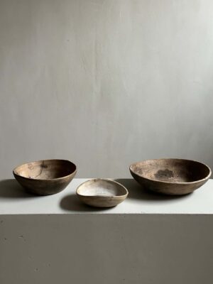 Set of 3 Antique Root Bowls, Wabi Sabi Style, Scandinavia 1800s