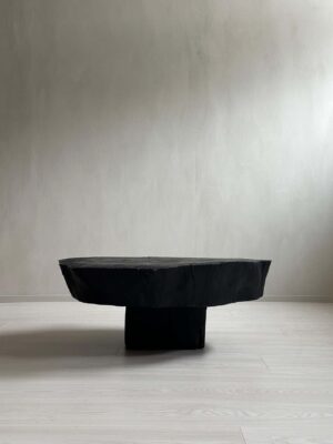 Wabi Sabi Style, Ebonized Brutalist Coffee Table, Spain, circa 1970s