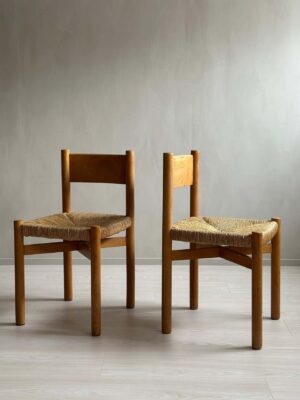 Charlotte Perriand (1903-1999) Pair of "Meribel" Chairs, France c. 1948