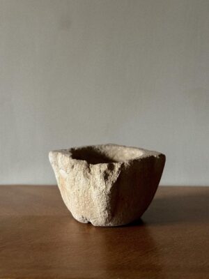 A Primitive Wabi Sabi Hand Carved Stone Mortar, Spain, Early 20th Century