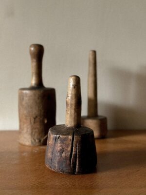 A Trio of Antique Wooden Pestles from the 19th Century