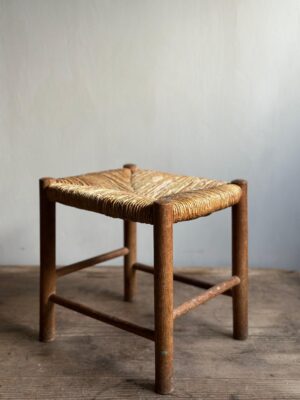 Small Woven Stool in the Manner of Charlotte Perriand, France, 1950s