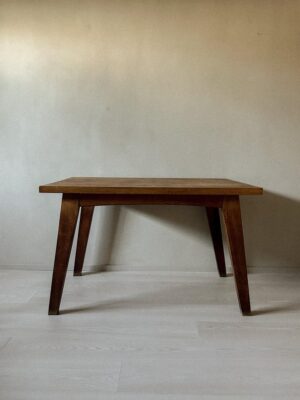 Vintage French Oak Dining Table in Style of Pierre Jeanneret, France, 1950s