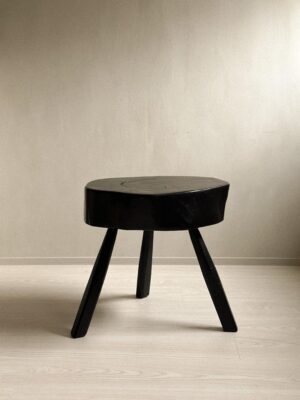 Large Ebonized Brutalist Block Side table, Wabi Sabi style, Spain, circa 1960s