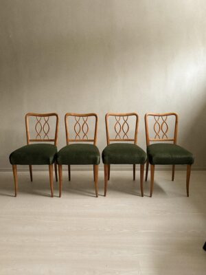 A Set of 4 Dining Chairs in Style of Jean Royére, France, c. 1960s