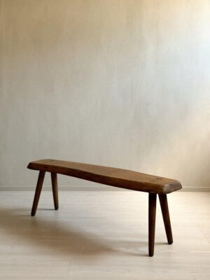 A Mid-Century Brutalist Bench, Massive Oak, France, c. 1960s