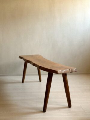 A Mid-Century Brutalist Bench, Massive Oak, France, c. 1960s