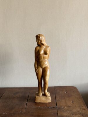 Danish Mid-Century Stoneware Sculpture of a Posing Woman, Anonymous, c. 1970s