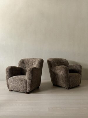 Mid-Century Danish Cabinetmaker Lounge Chairs in Sheepskin, Denmark, 1940s