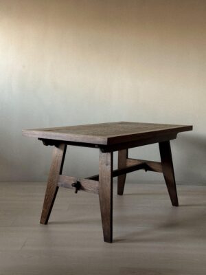 Mid-Century Oak Wood Table by René Gabriel, France, c. 1940s