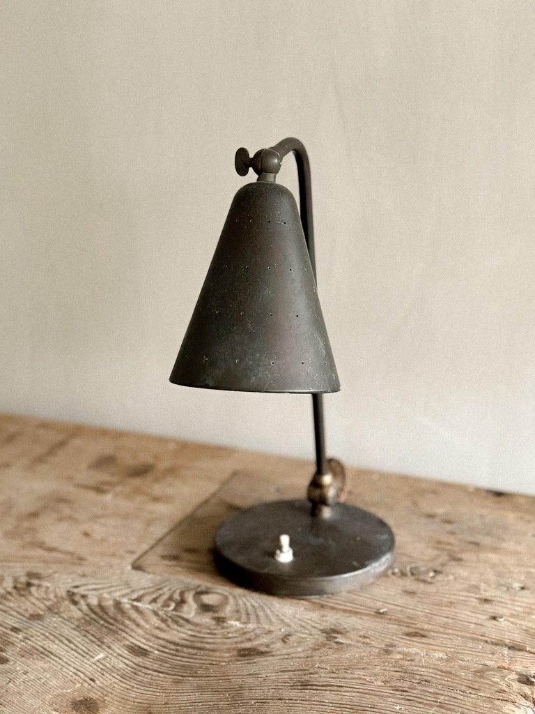 Svend Aage Holm Sørensen, Patinated Table Lamp, Denmark 1940s - Image 6