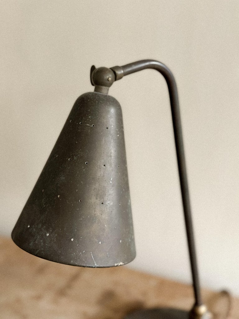 Svend Aage Holm Sørensen, Patinated Table Lamp, Denmark 1940s - Image 3