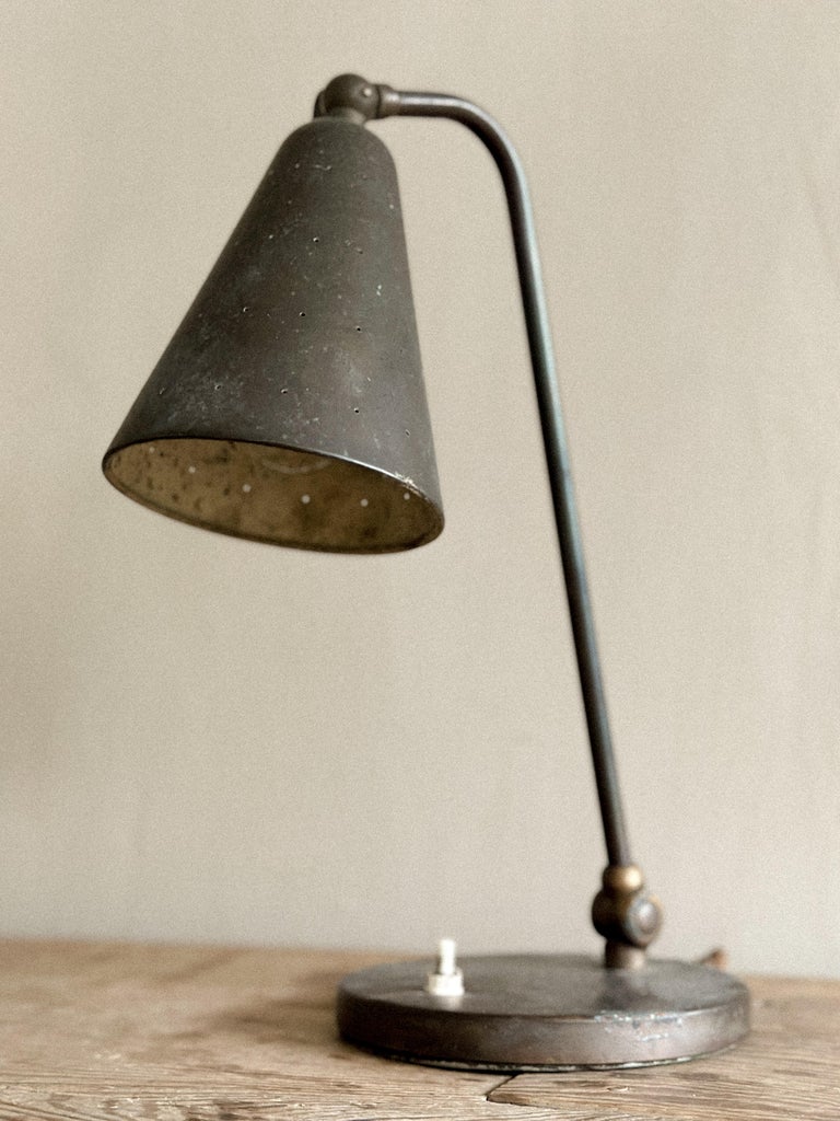 Svend Aage Holm Sørensen, Patinated Table Lamp, Denmark 1940s - Image 2