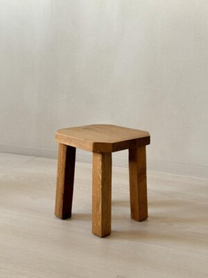 Mid-century Brutalist oak stool by Pitet, France, 1960s.