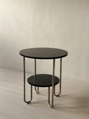 Art Deco side table with tubular steel legs, Sweden, 1930s.