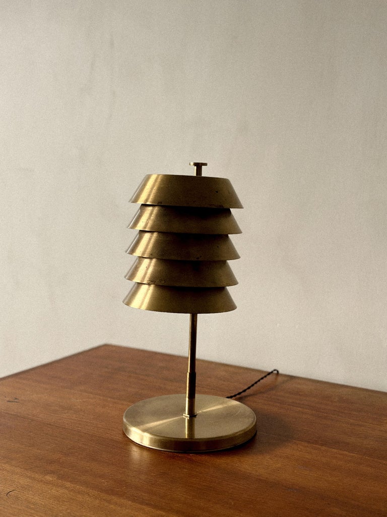 Rare brass desk lamp with adjustable arm and Nordic styling