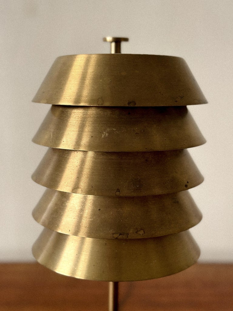 Vintage brass table lamp from Norway on modern desk