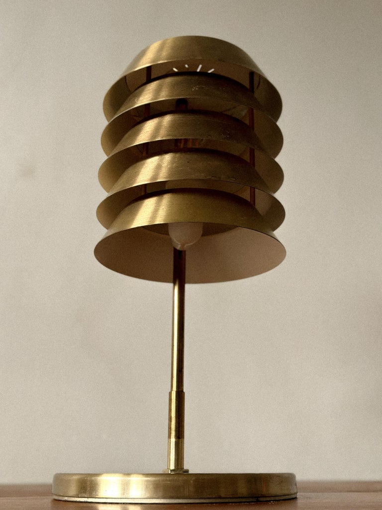 Mid-century brass lamp with clean, Nordic lines