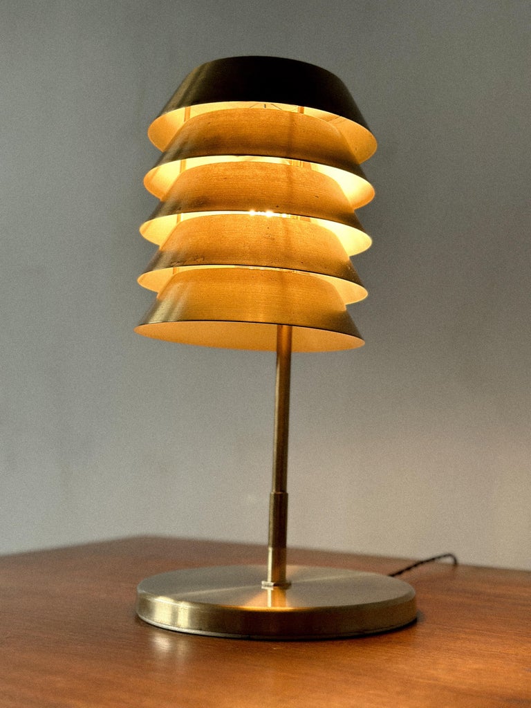 1950s brass table lamp with patina and vintage charm