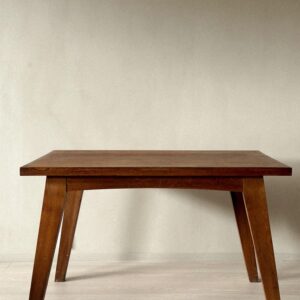 Vintage French oak dining table with angular legs, 1950s