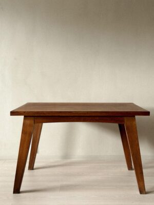 Vintage French oak dining table with angular legs, 1950s