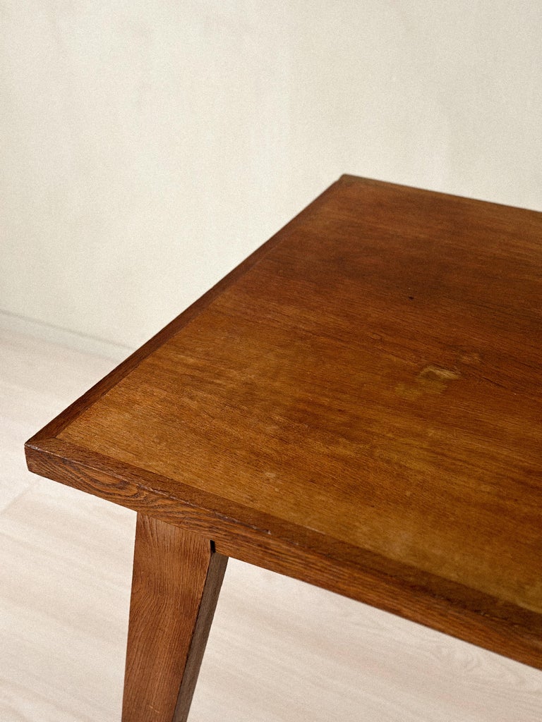 Detail of French oak table top with natural grain