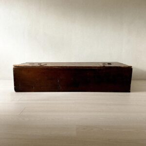 Antique Scandinavian weapon chest made of aged wood and iron, 1700s