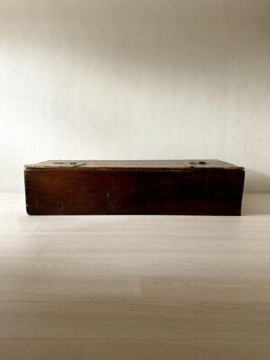 Antique Scandinavian weapon chest made of aged wood and iron, 1700s