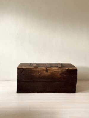 18th-century Scandinavian wooden chest with iron fittings