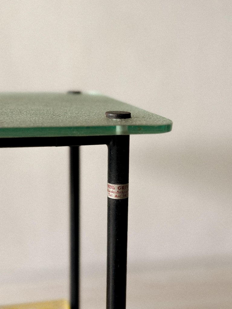 Rare Side Table by Paul Grivois, St-Gobain Glass and Metal, France, c. 1950s - Image 4