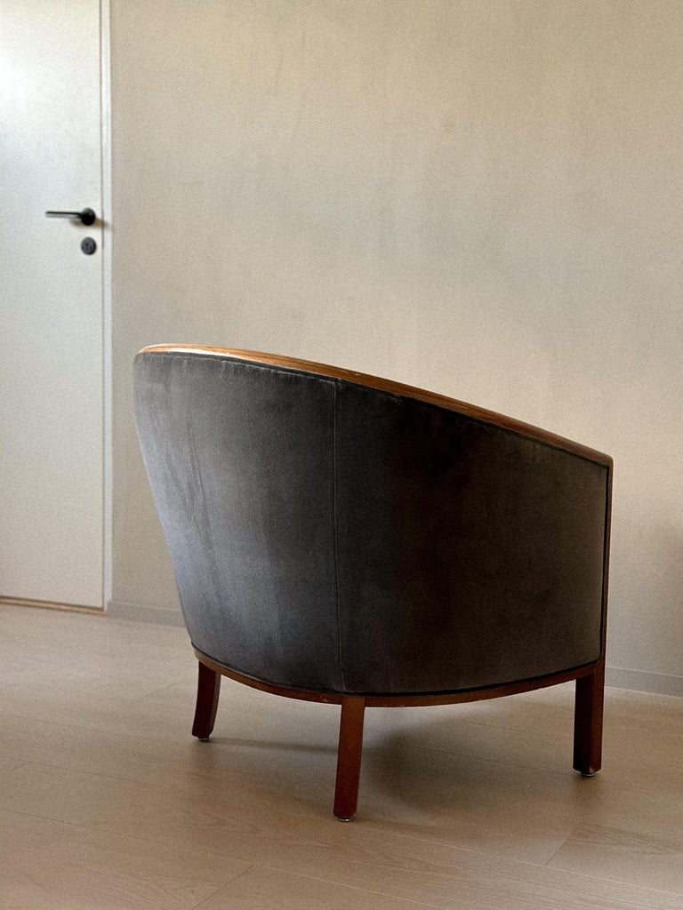 Back view of egg chairs with sweeping curves