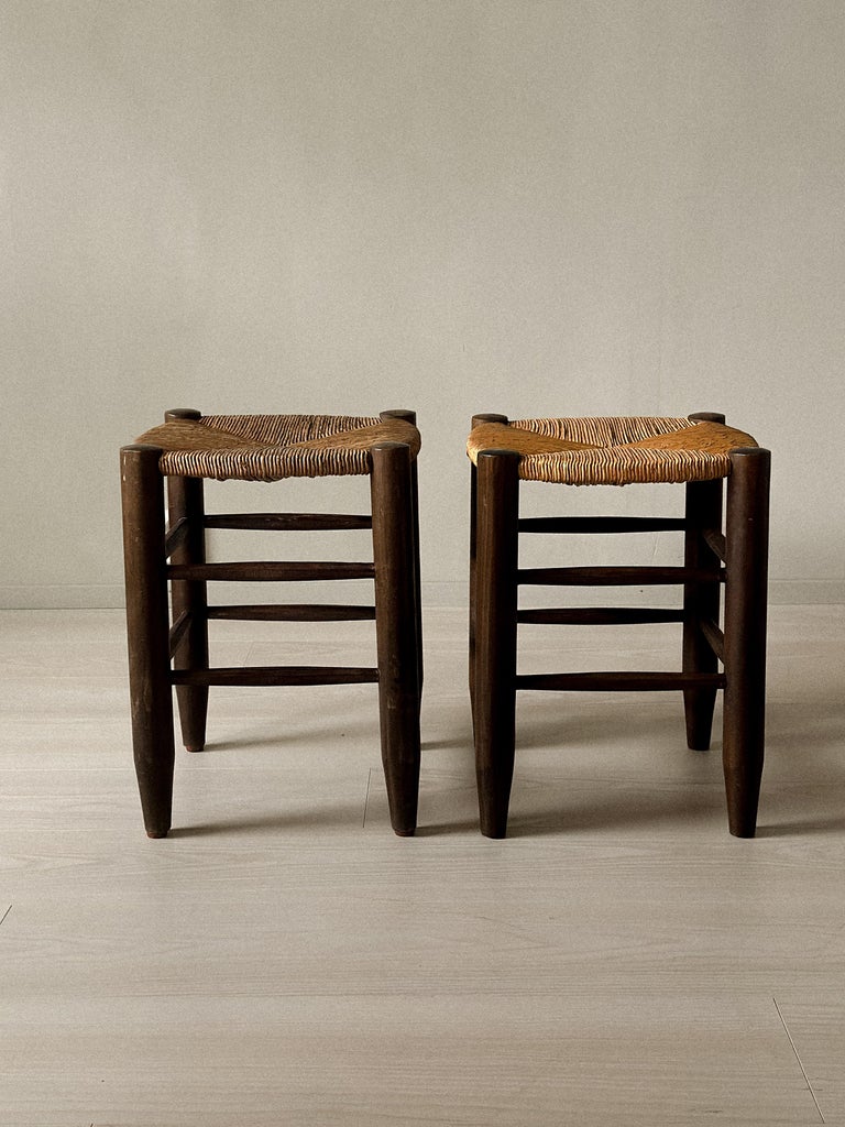 Charlotte Perriand, Pair of "Bauche" Rattan Stools, Model No 17, France c. 1960s - Image 4