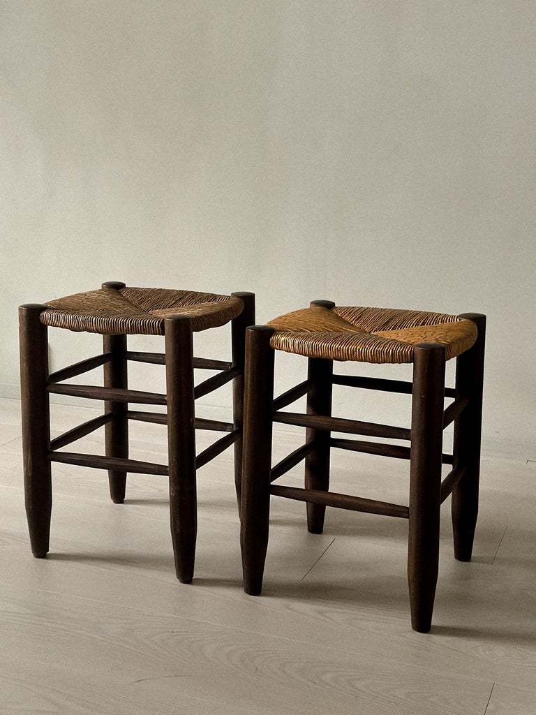 Charlotte Perriand, Pair of "Bauche" Rattan Stools, Model No 17, France c. 1960s - Image 3