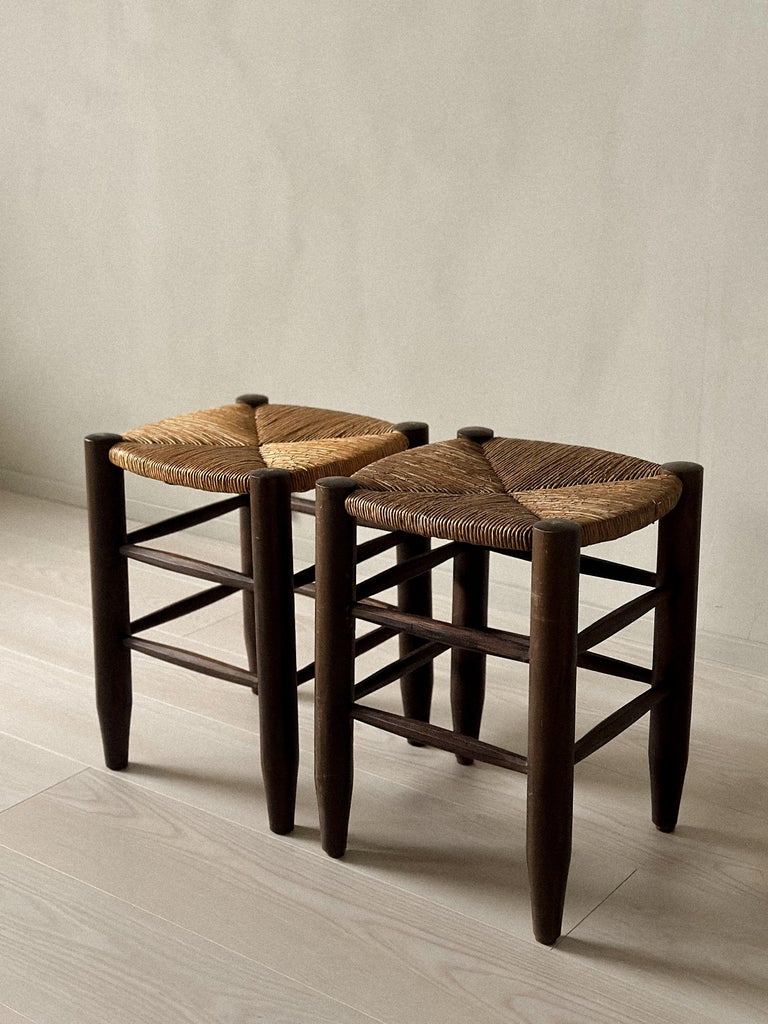 Charlotte Perriand Model No. 17 stools side by side
