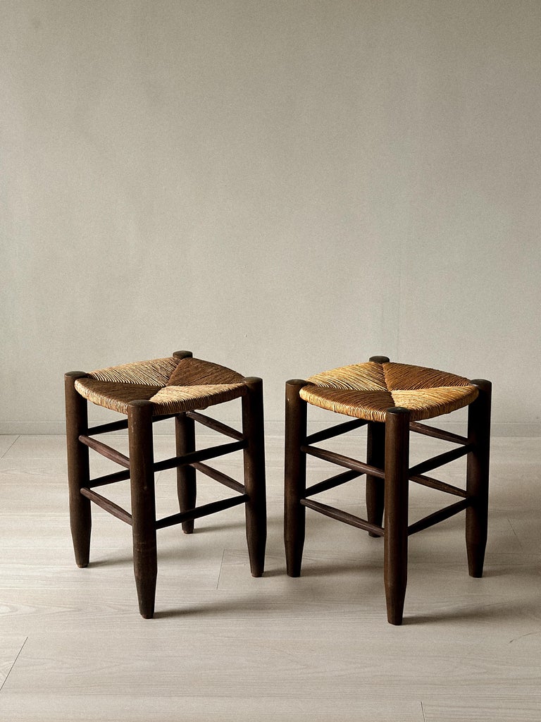 Charlotte Perriand, Pair of "Bauche" Rattan Stools, Model No 17, France c. 1960s - Image 7