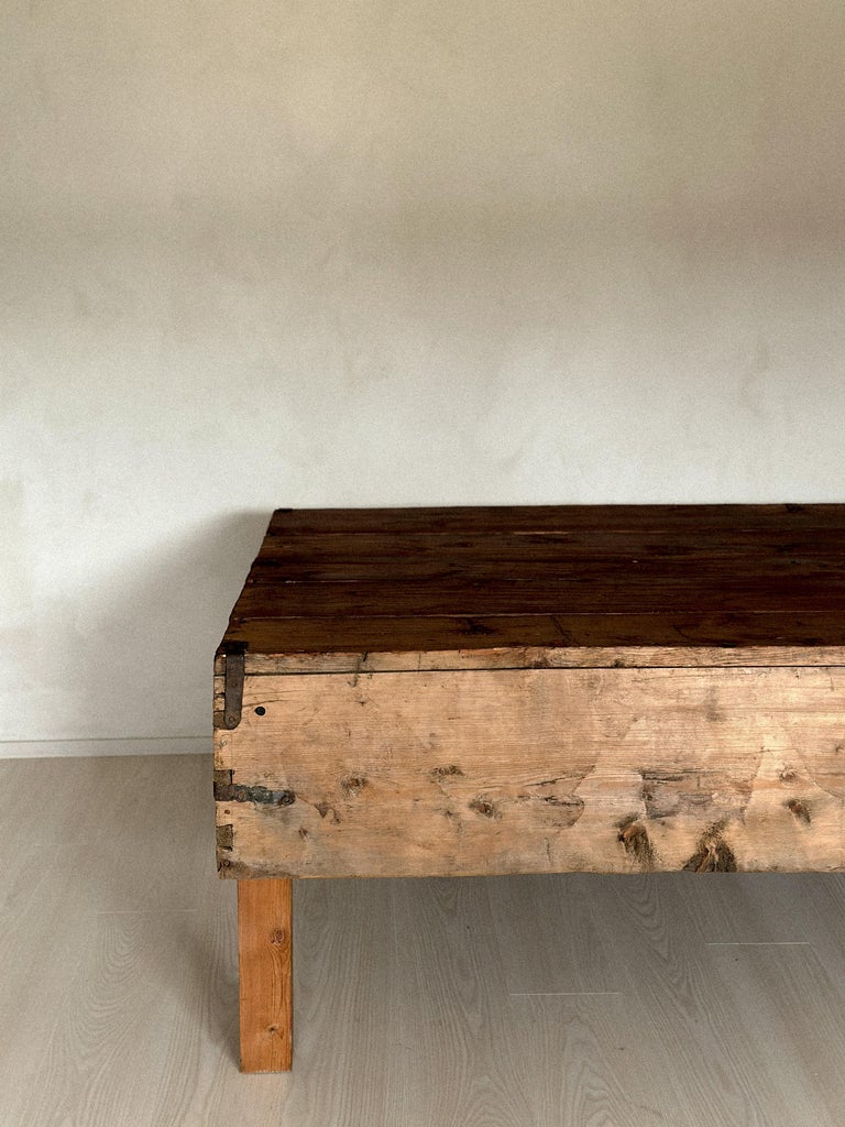 Back view of antique Norwegian console table
