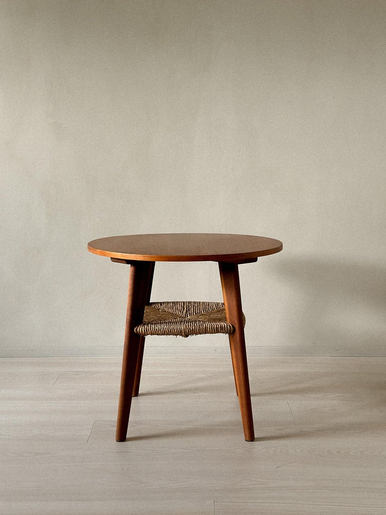 Mid-Century Side Table with Rush Shelf, Unknown Designer, Denmark, c. 1960s - Image 5