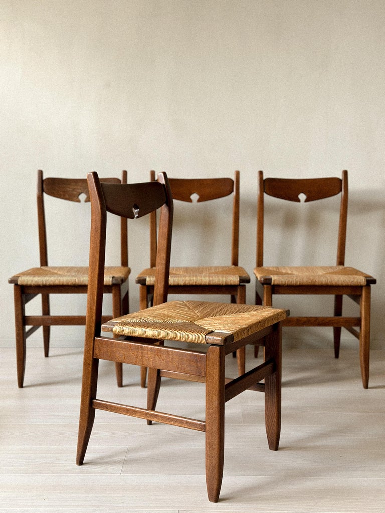 Set of Four French Mid-Century Dining Chairs by Guillerme et Chambron - Image 11