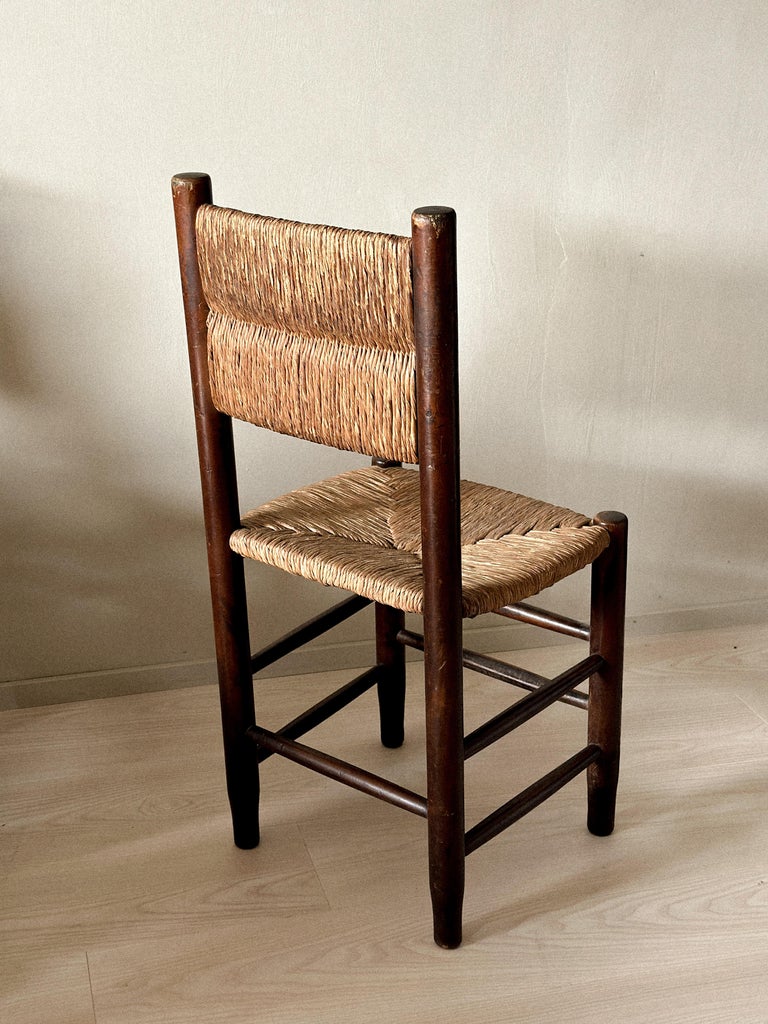 Unique Set of 12 Rush Dining Chairs in taste of Charlotte Perriand, France 1960s - Image 3