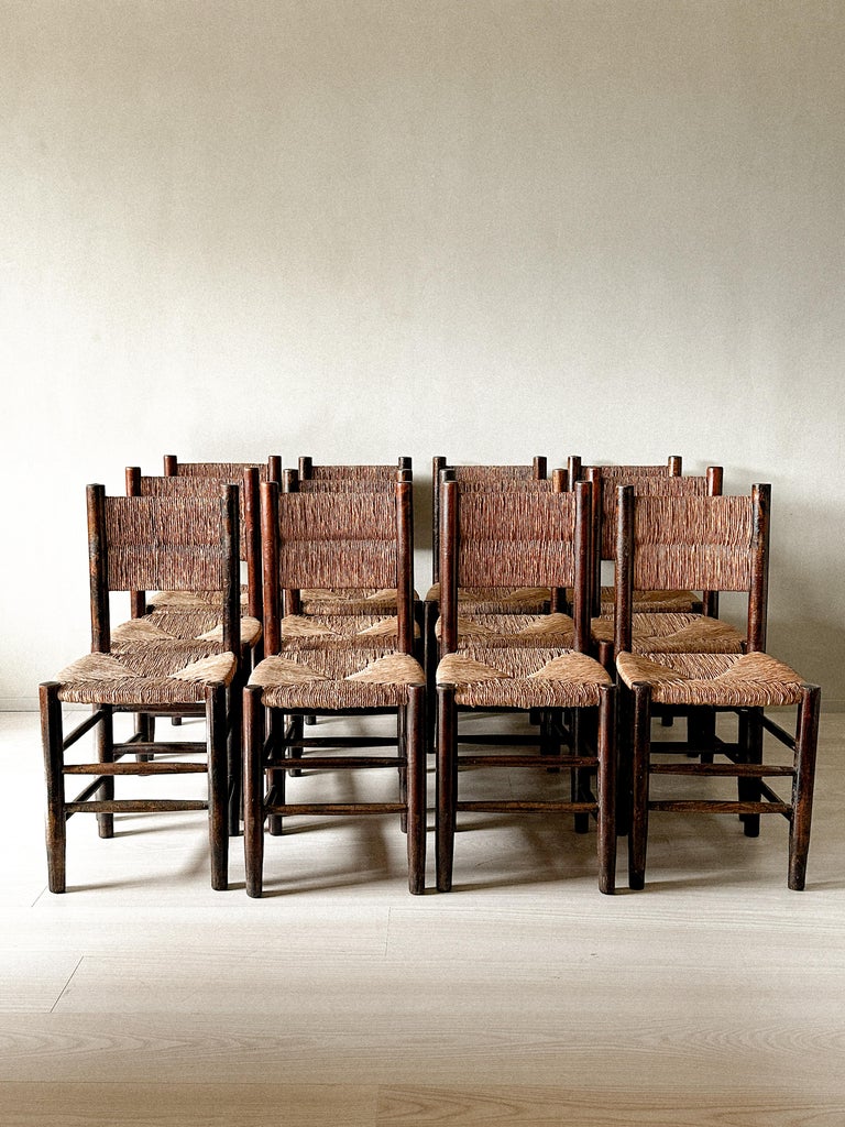 Stacked view of rush chairs highlighting construction