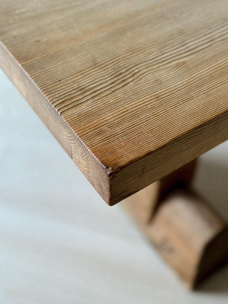Close-up of aged pine surface on Hjorth library table