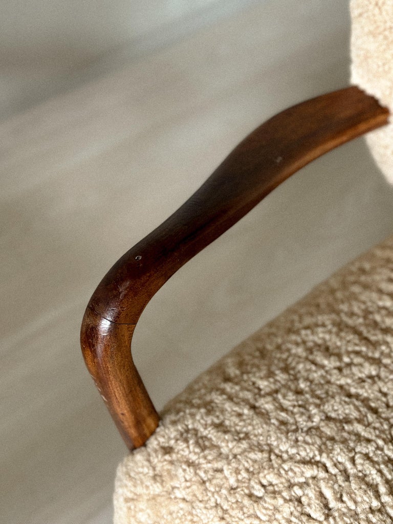 Viggo Boesen armchairs with rich wool texture and Danish craftsmanship