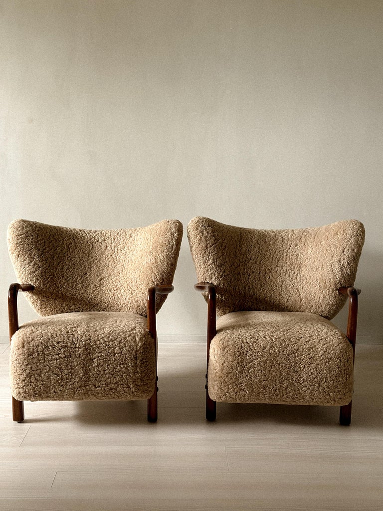 Neutral-toned armchairs by Viggo Boesen, Denmark