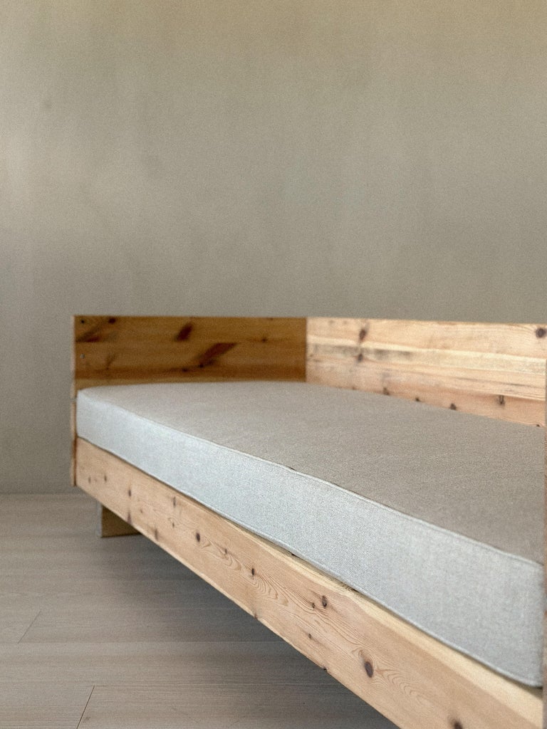 Vintage pine furniture with linen accent